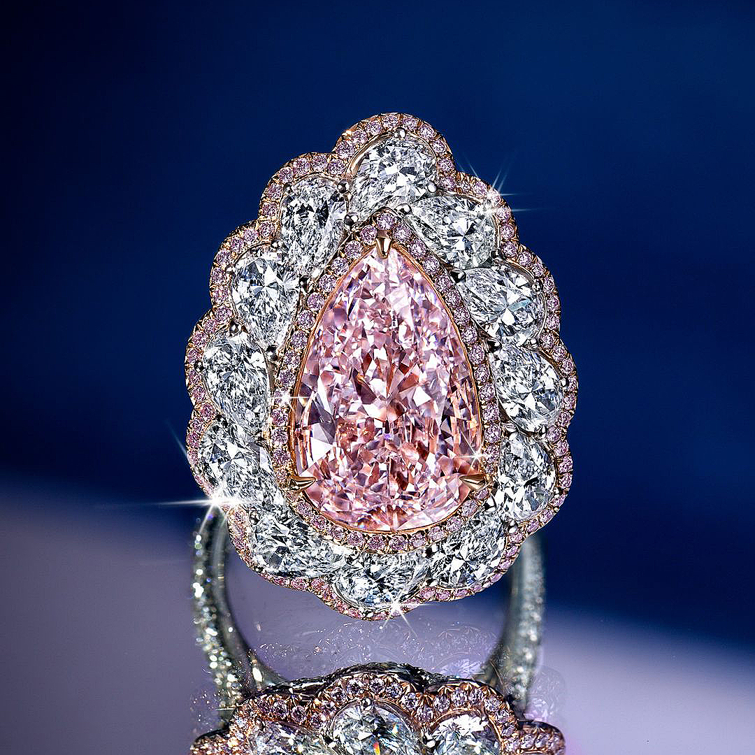 7ct Pear Cut Pink Sapphire Engagement Ring