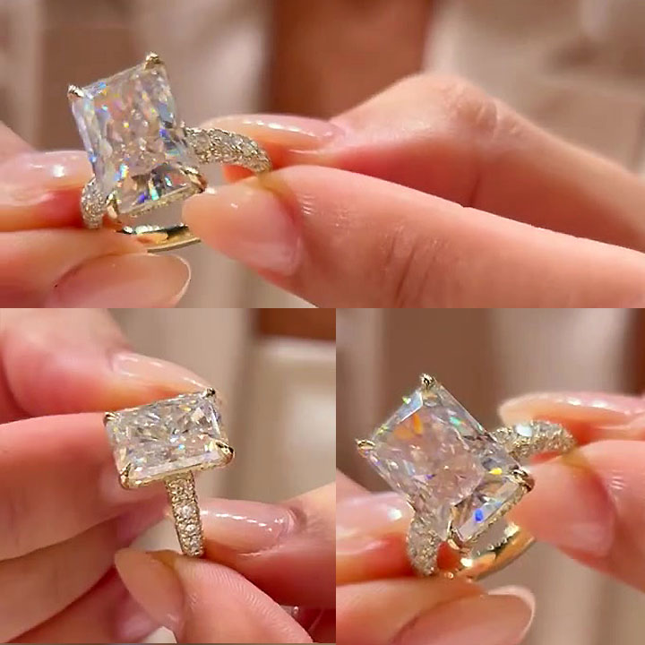 5ct Radiant Cut White Sapphire Engagement Ring