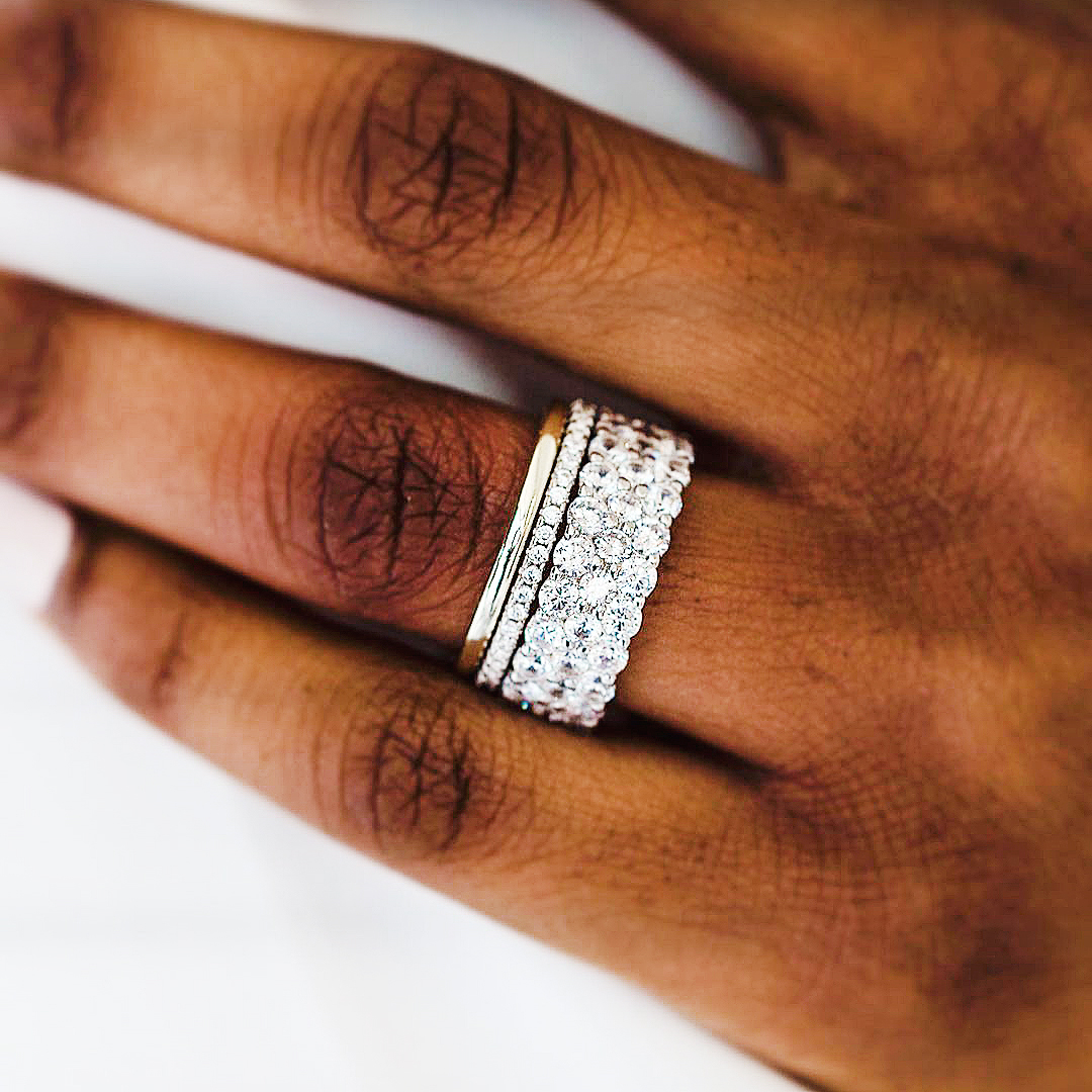 7.65ct Round Cut White Sapphire Stacking Ring Set /3pcs