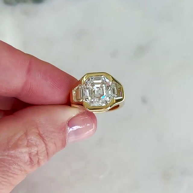 5ct Octagon Cut White Sapphire Men's Engagement Ring