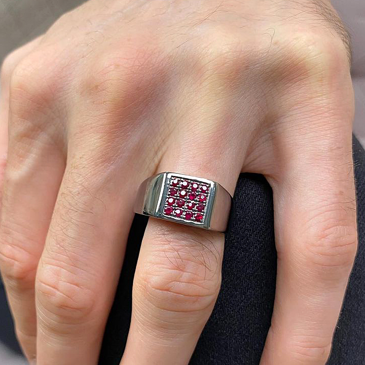 2ct Round Cut Ruby Sapphire Men's Etenity Ring
