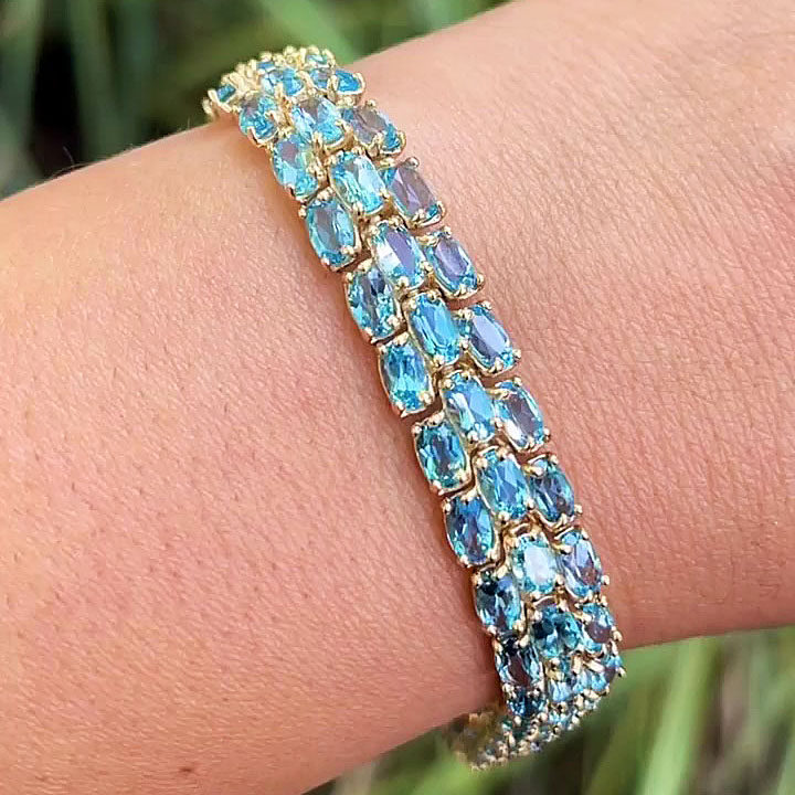 Oval Cut Aquamarine Sapphire Bracelet