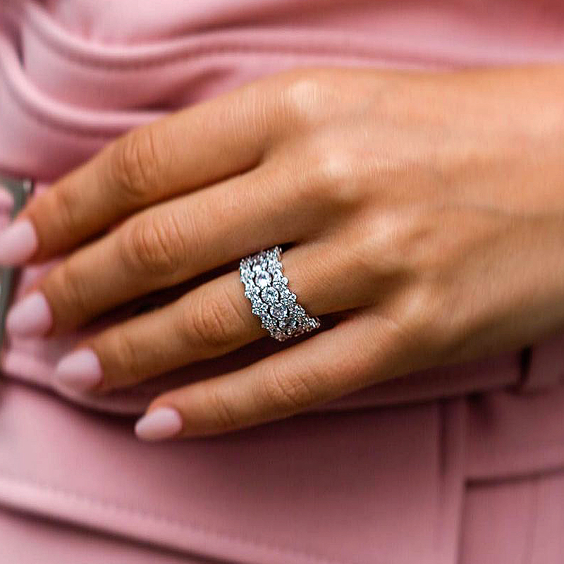 7.25ct Round Cut White Sapphire Stacking Ring Set / 3pcs