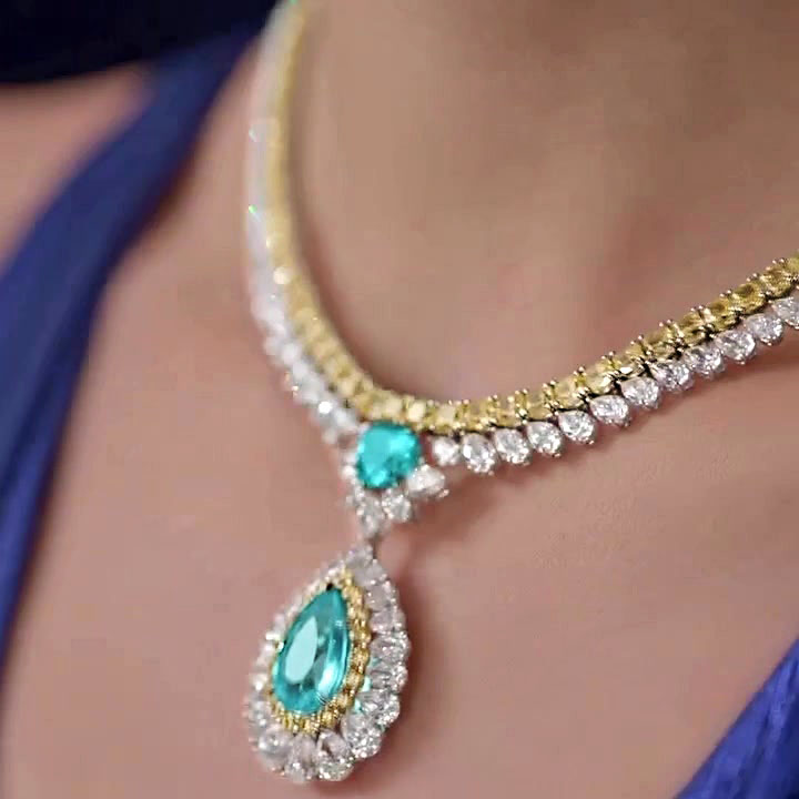 Pear Cut Green Sapphire Pendant Necklace