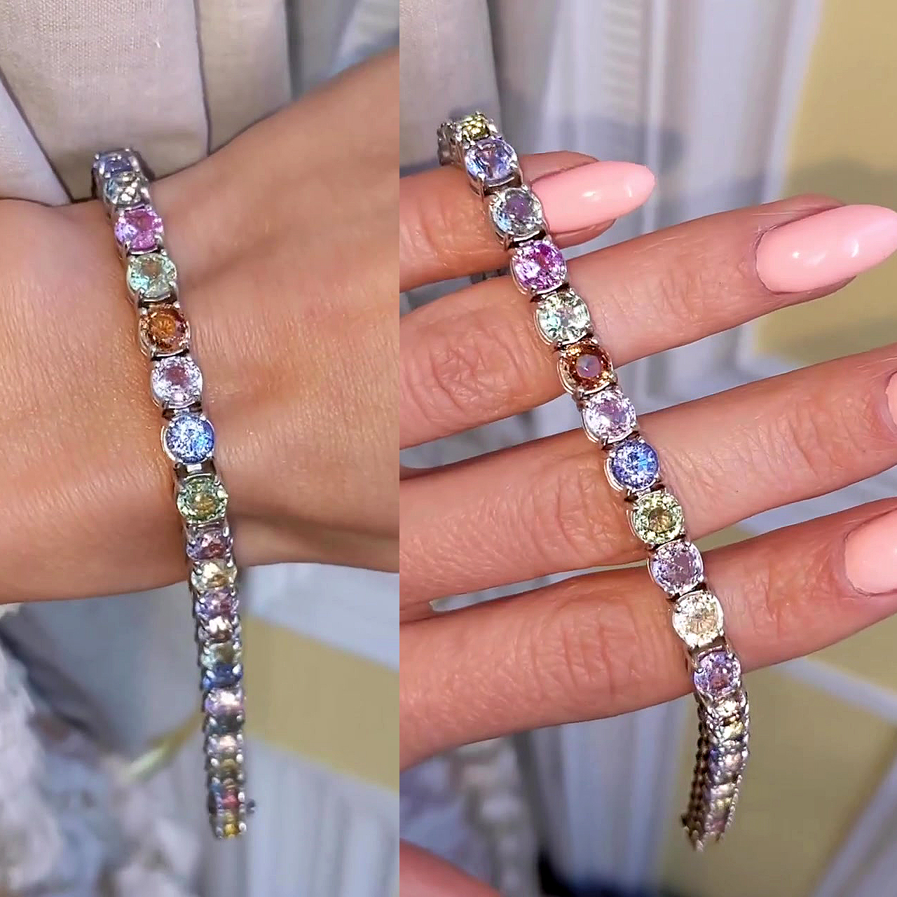 Round Cut colorful Sapphire Bracelet