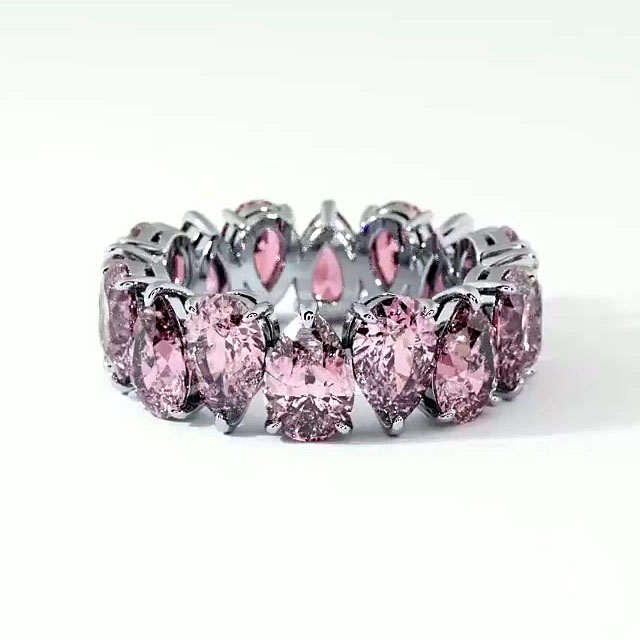 6.25ct Pear Cut Pink Sapphire Eternity Ring