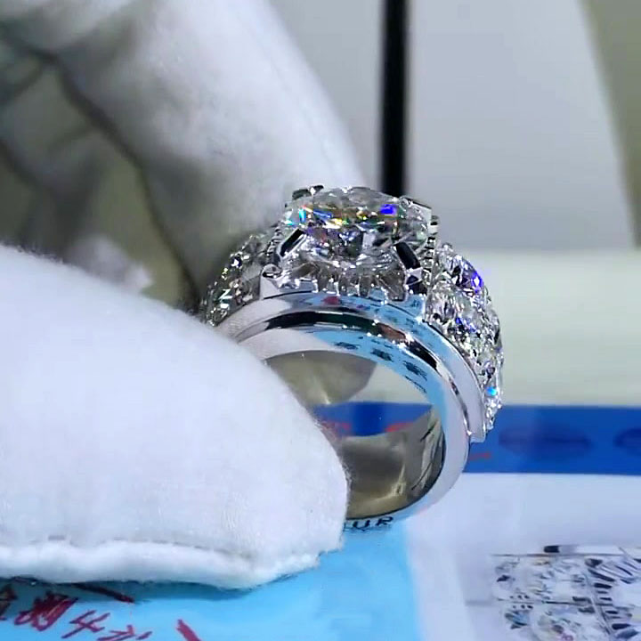 4ct Round Cut White Sapphire Engagement Ring