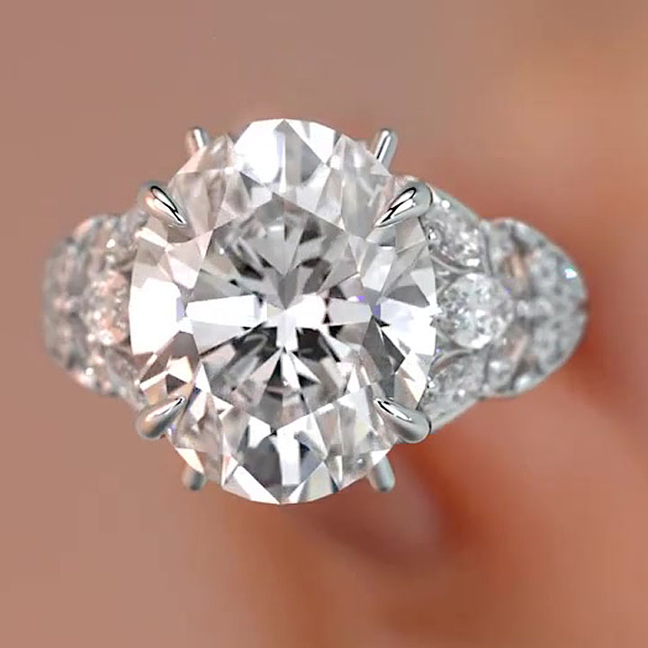 6ct Oval Cut White Sapphire Engagement Ring