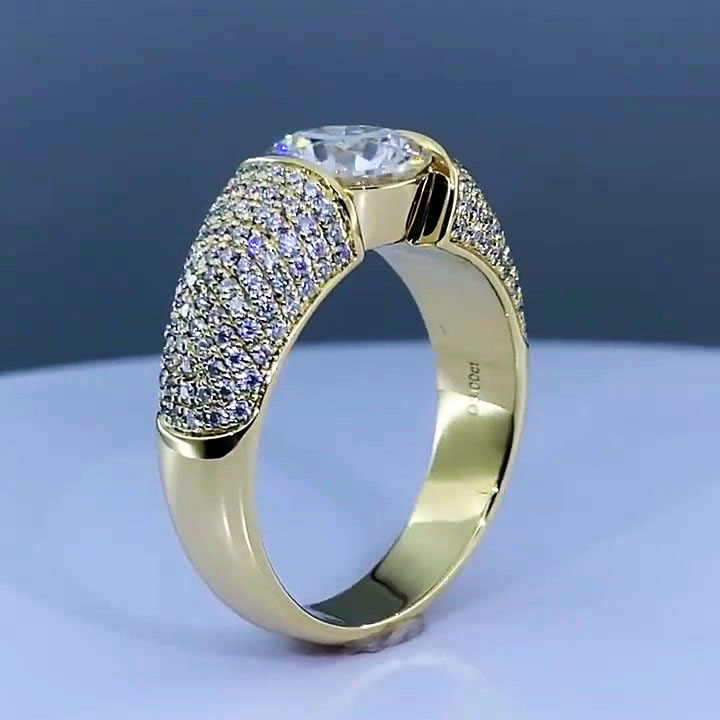 4ct Round Cut White Sapphire Men's Engagement Ring