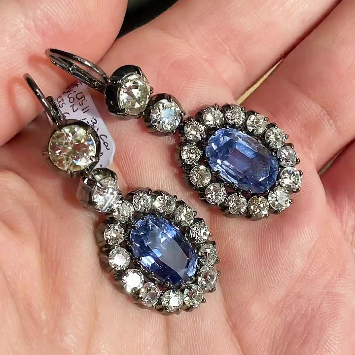 Oval Cut Amethyst Sapphire Drop Earrings
