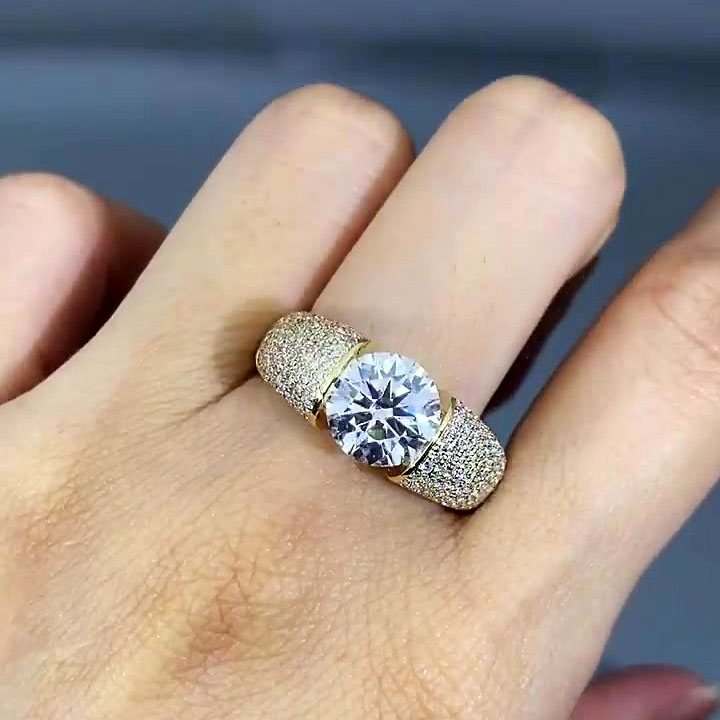 4ct Round Cut White Sapphire Men's Engagement Ring