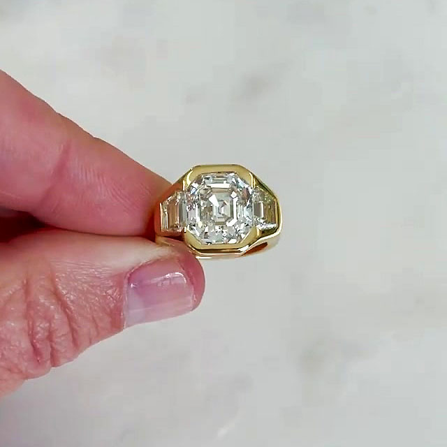 5ct Octagon Cut White Sapphire Men's Engagement Ring