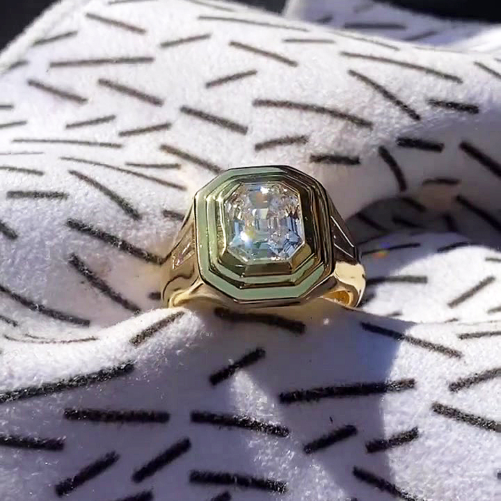 5ct Asscher Cut White Sapphire Men's Engagement Ring