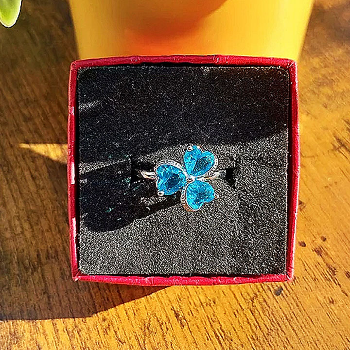 3.25ct Leaf Clover Aquamarine Sapphire Engagement Ring