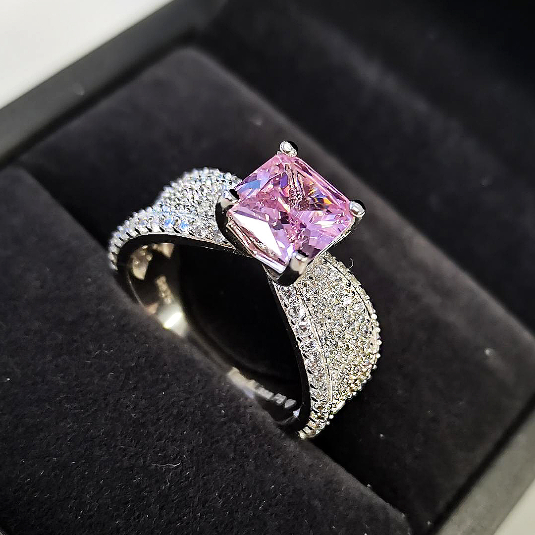 5ct Princess Cut Pink Sapphire Engagement Ring