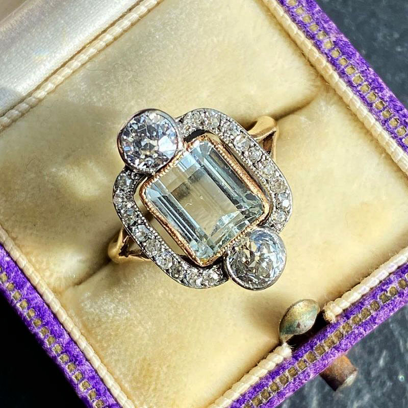 4ct Emerald Cut Aquamarine Sapphire Engagement Ring