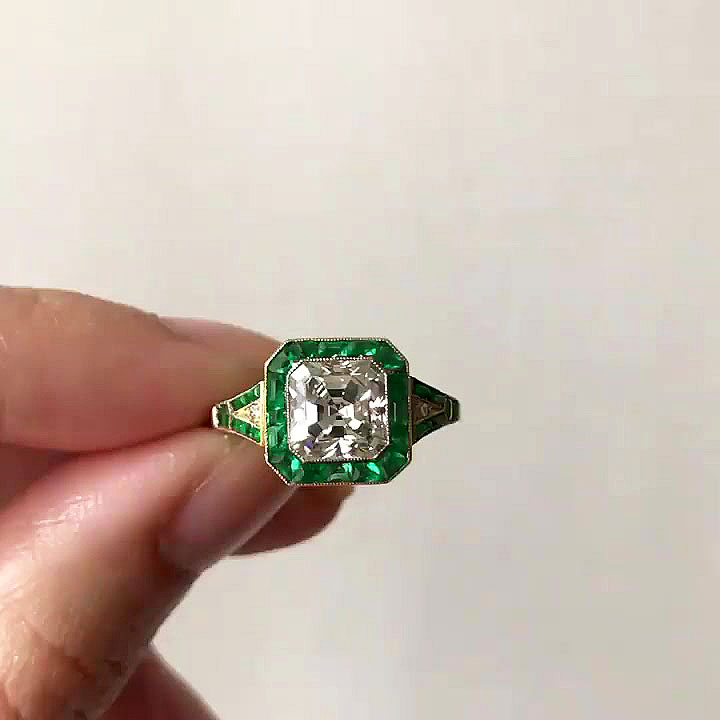 5ct Radiant Cut Emerald Sapphire Engagement Ring