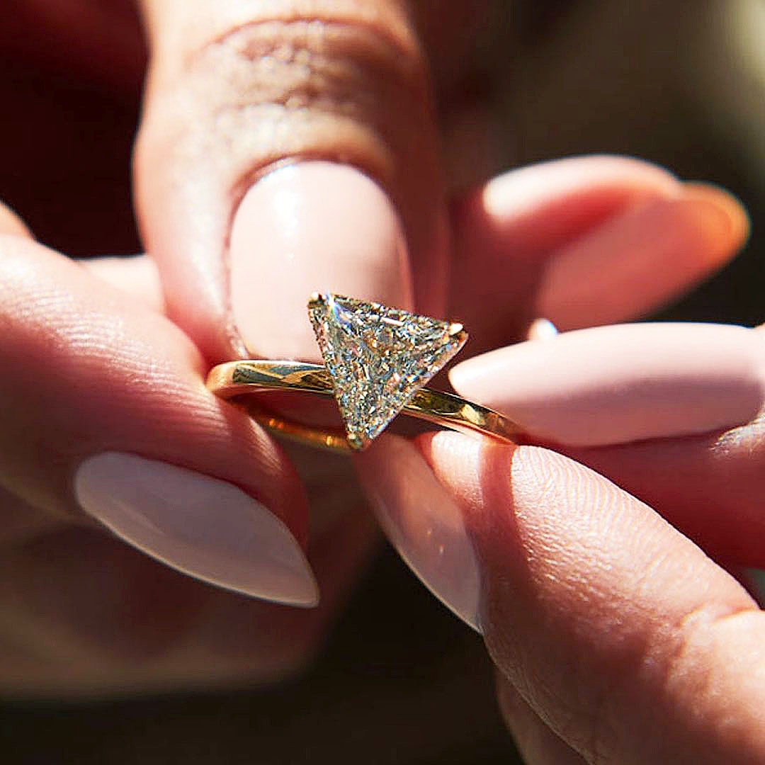 3ct Triangle Cut White Sapphire Engagement Ring