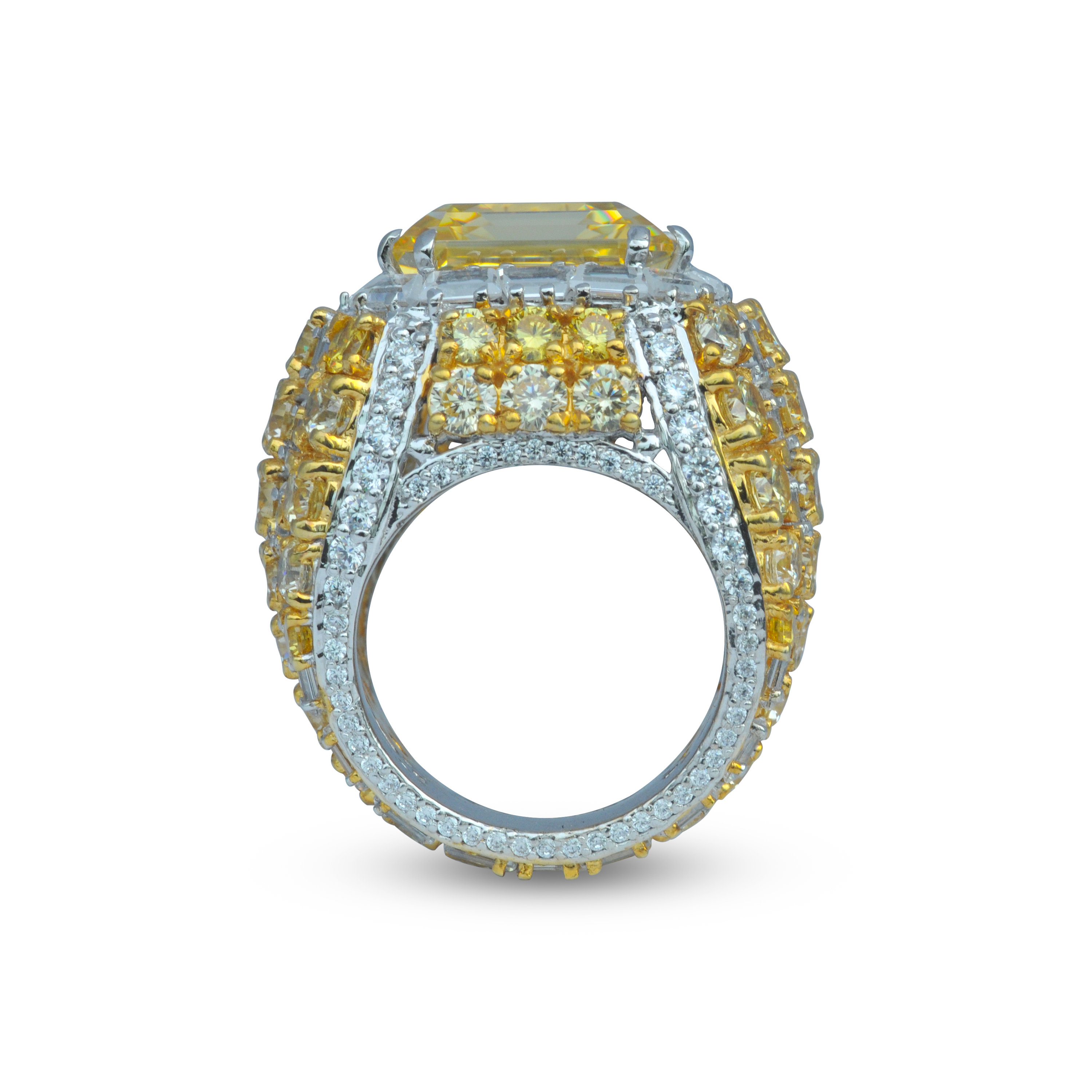 8ct Asscher Cut Yellow Sapphire Men's Engagement Ring