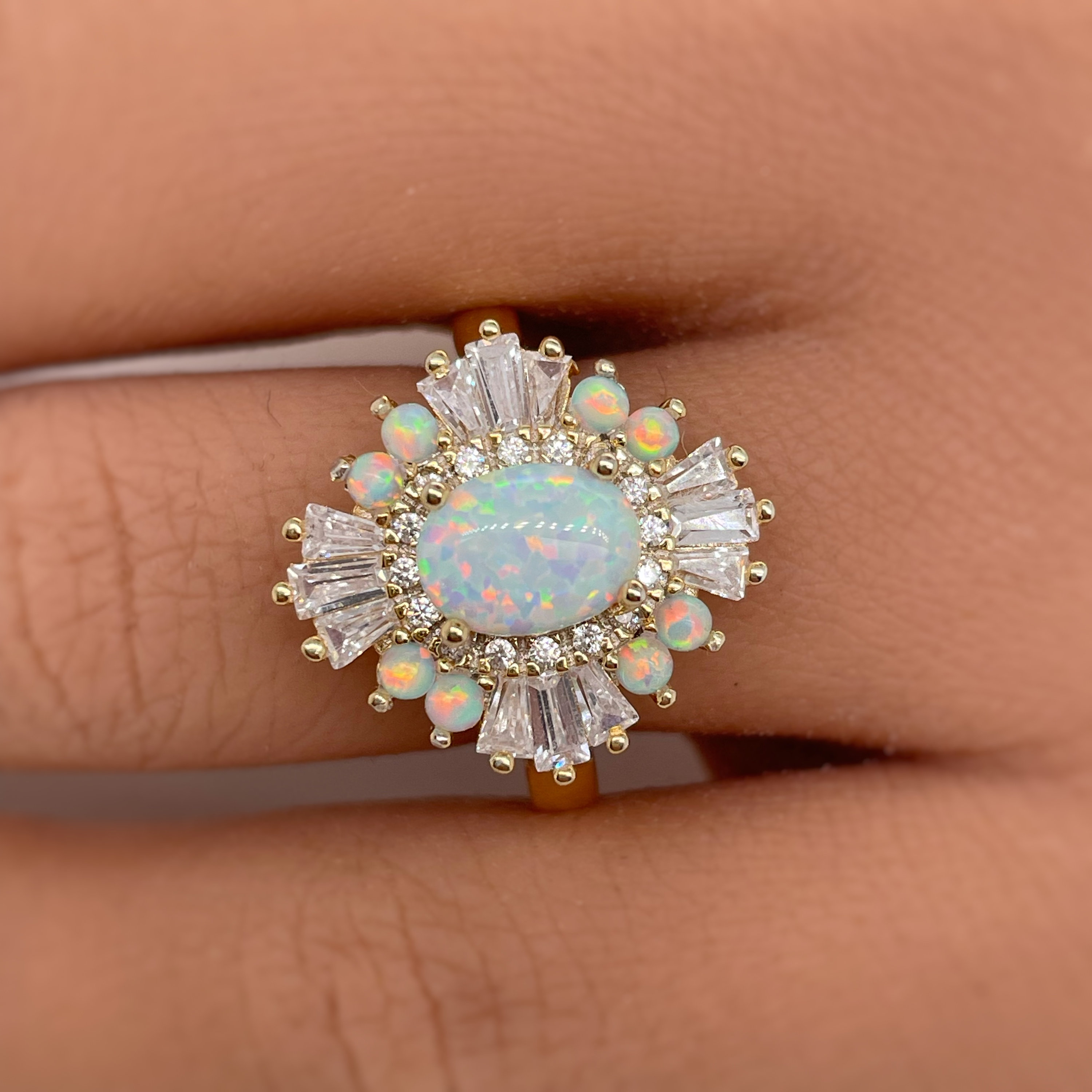3ct Oval Cut Opal Sapphire Engagement Ring