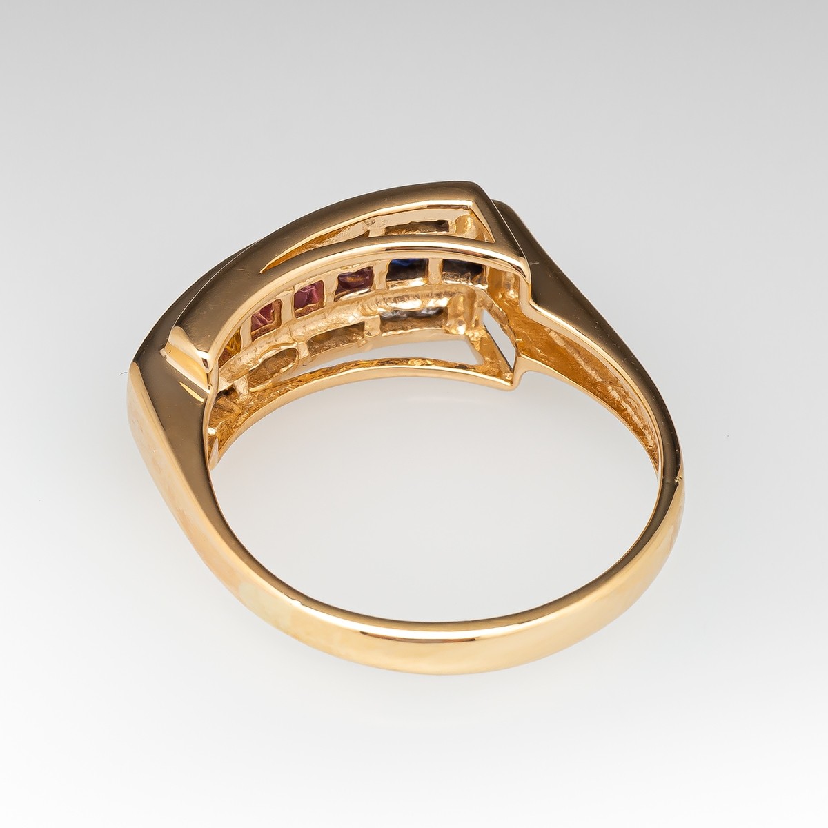 3.75ct Princess Cut Rainbow Sapphire Eternity Ring