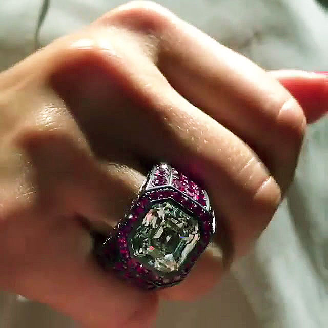 7ct Asscher Cut Ruby Sapphire Engagement Ring