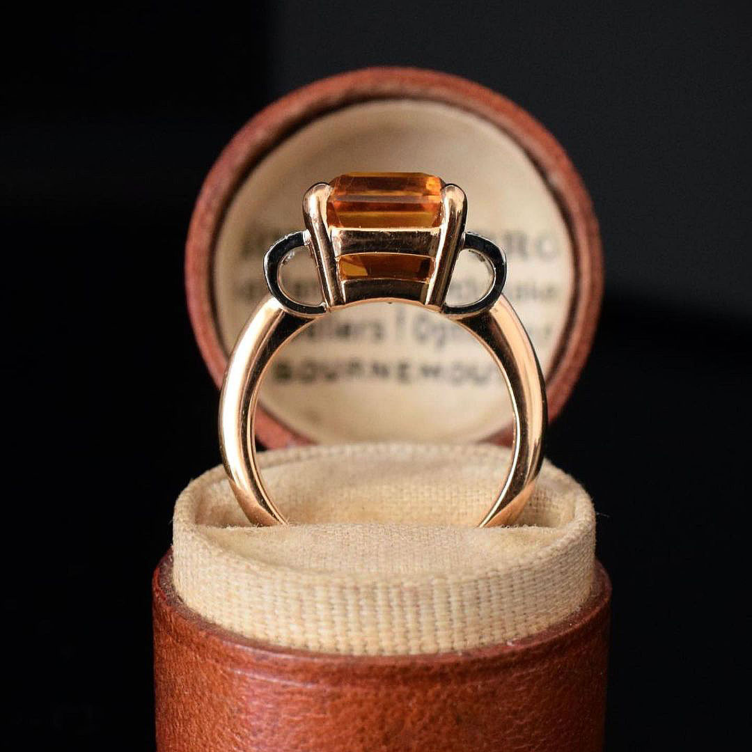 4ct Emerald Cut Yellow Sapphire Engagement Ring