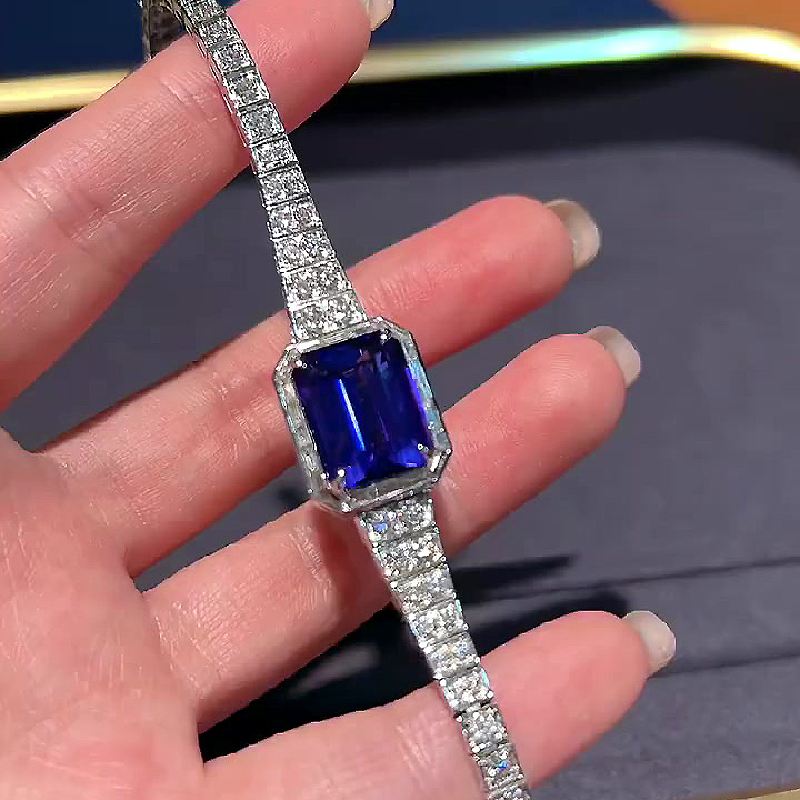 Emerald Cut Blue Sapphire Bracelet