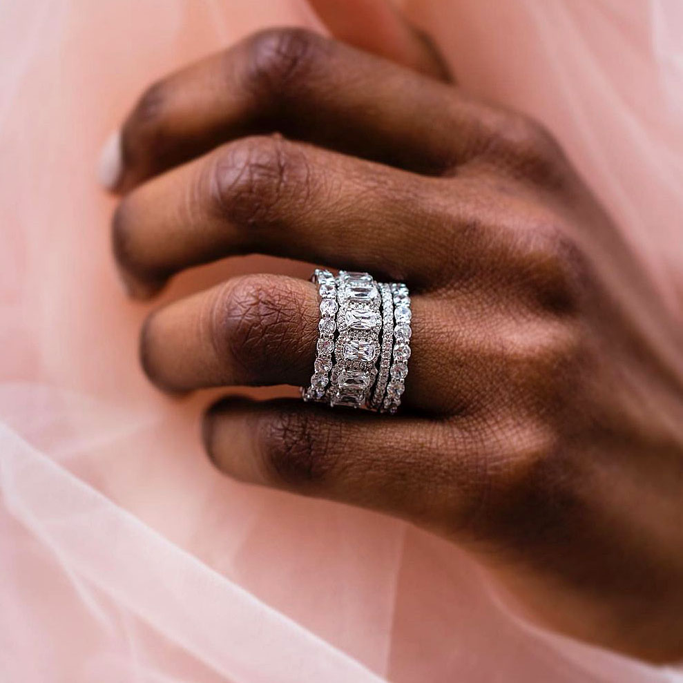 7.25ct Cushion Cut White Sapphire Wedding Set