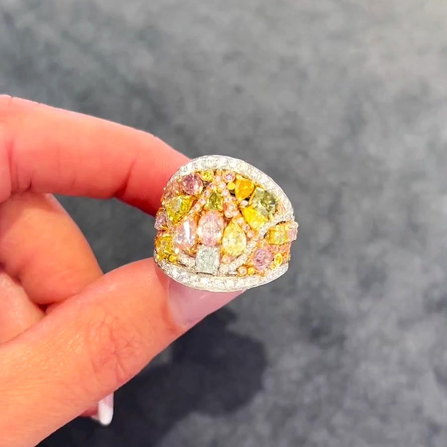 8ct Irregular Cut Rainbow Sapphire Eternity Ring