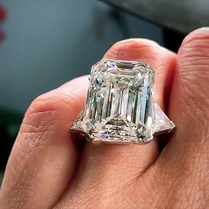 7ct Emerald Cut White Sapphire Engagement Ring