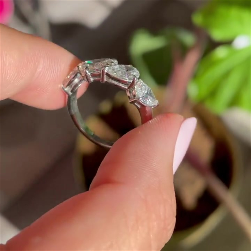 4ct Pear Cut White Sapphire Wedding Band