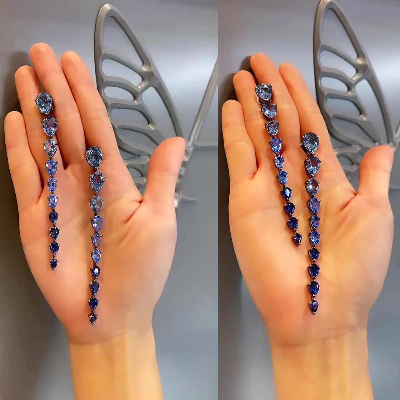 Fashion Pear Cut Sapphire Drop Earrings