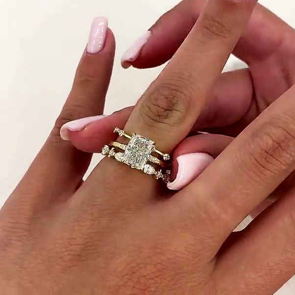 4ct Radiant Cut White Sapphire Wedding Set