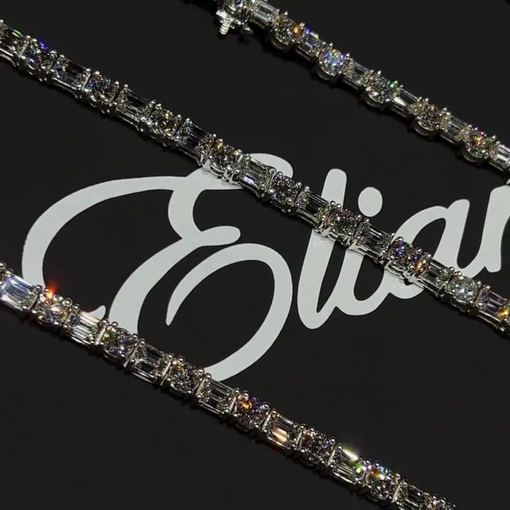 Emerald&Oval Cut White Sapphire Men's Necklace