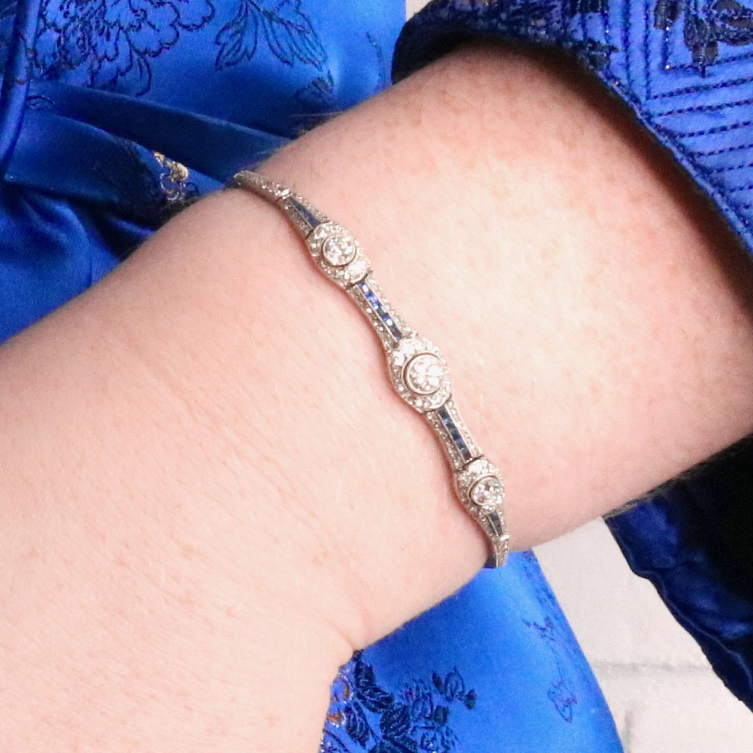 Round Cut Blue Sapphire Bracelet