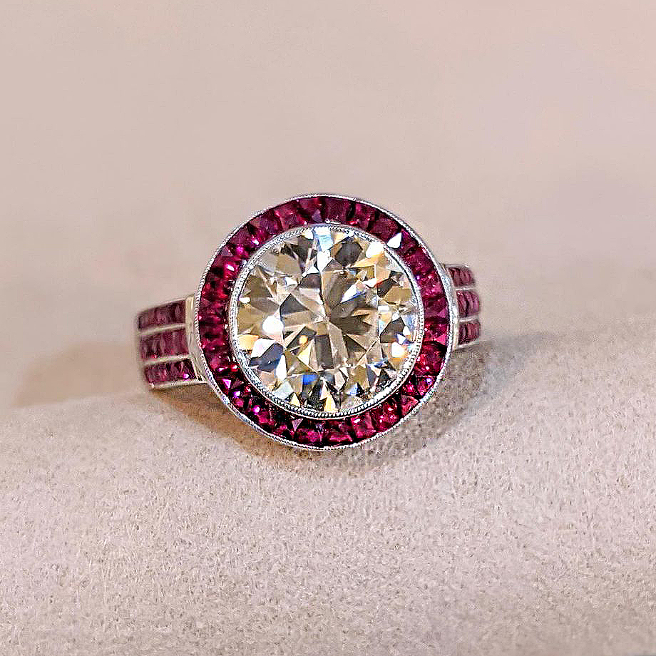 5ct Round Cut Ruby Sapphire Engagement Ring
