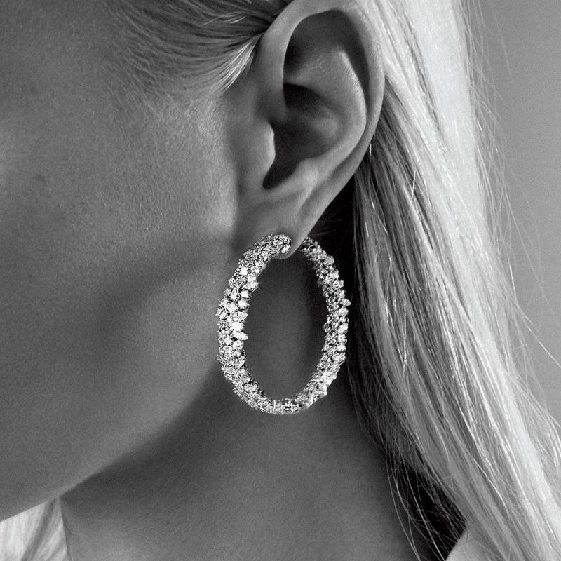 20ct Mixed Shape White Sapphire Hoop Earrings