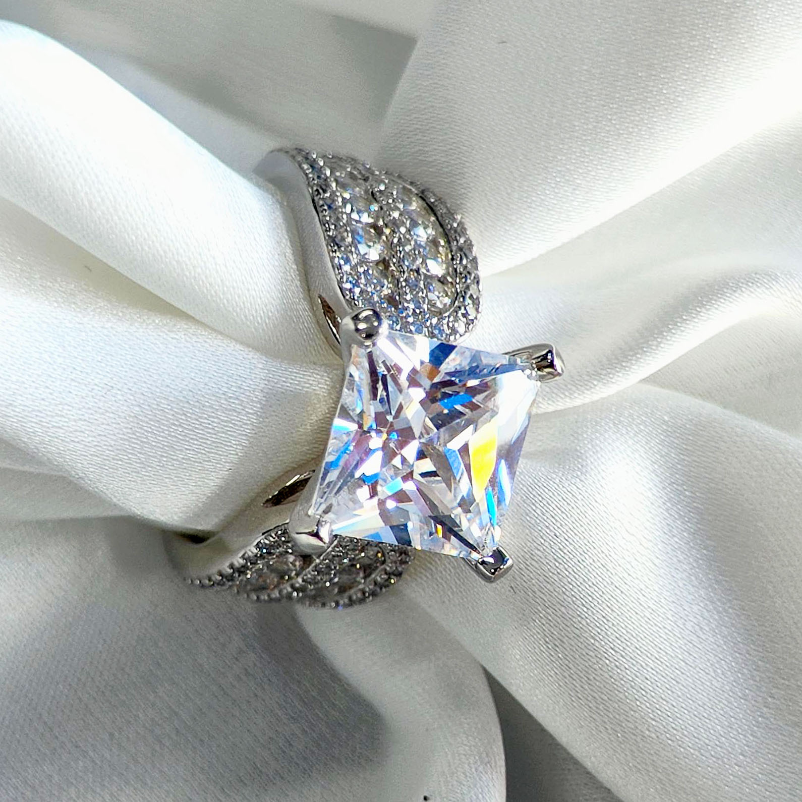 2ct Princess Cut White Sapphire Engagement Ring