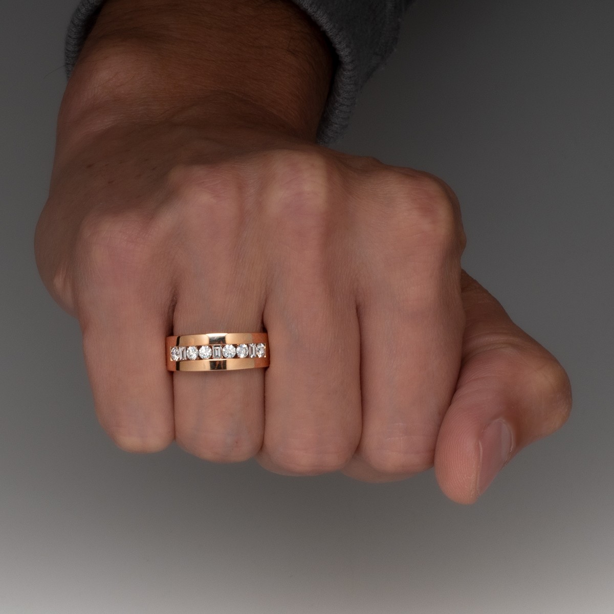 3.5ct Round&Emerald Cut White Sapphire Half Eternity Ring