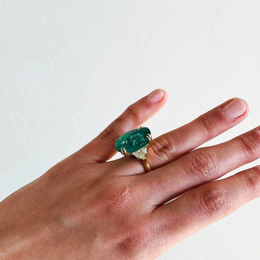 6ct Oval Cut Emerald Sapphire Engagement Ring