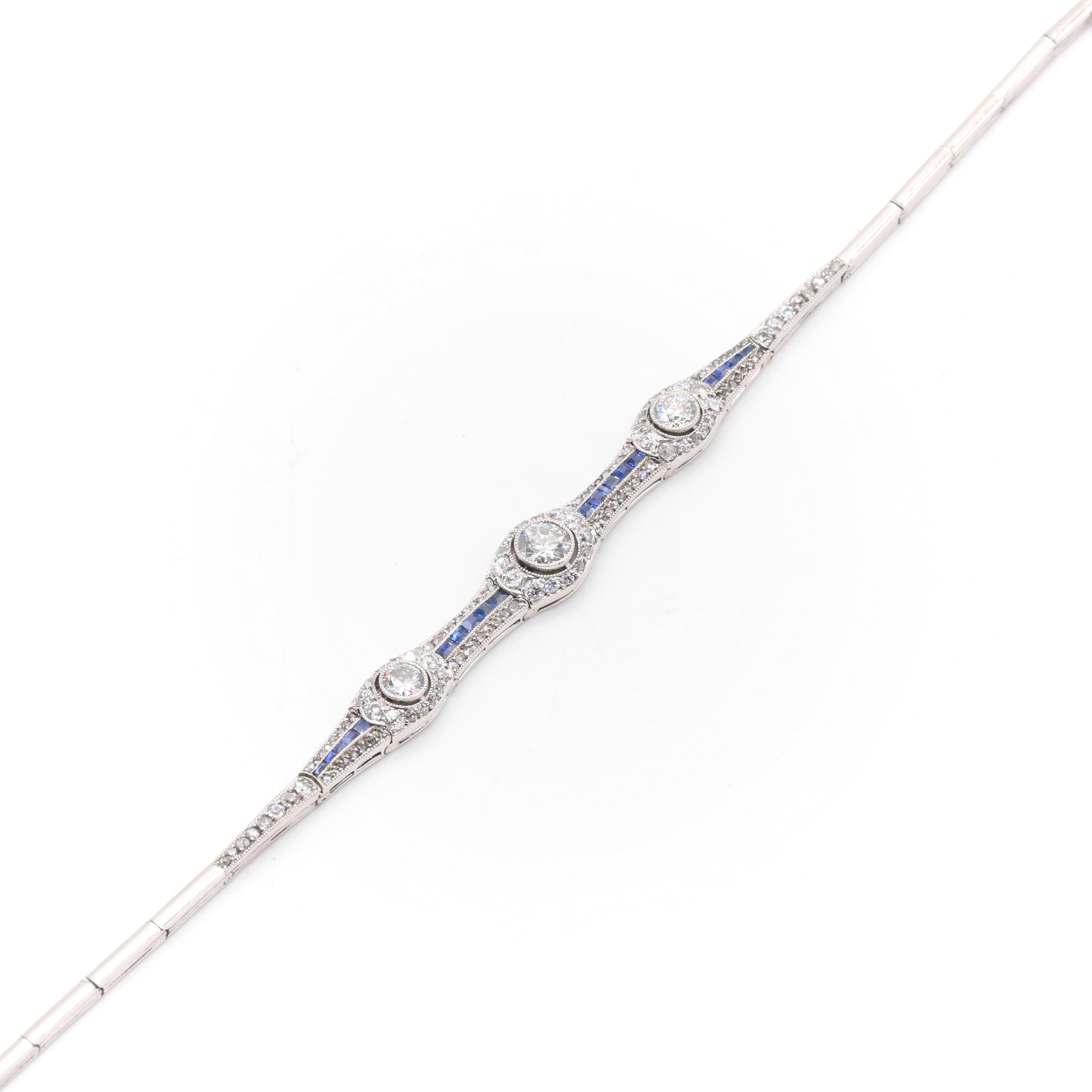 Round Cut Blue Sapphire Bracelet