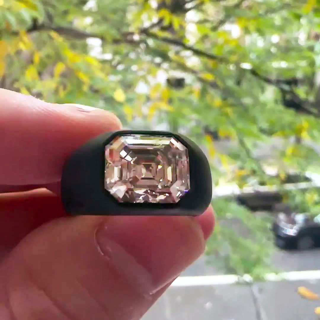 4ct Bezel Setting Emerald Cut White Sapphire Engagement Ring