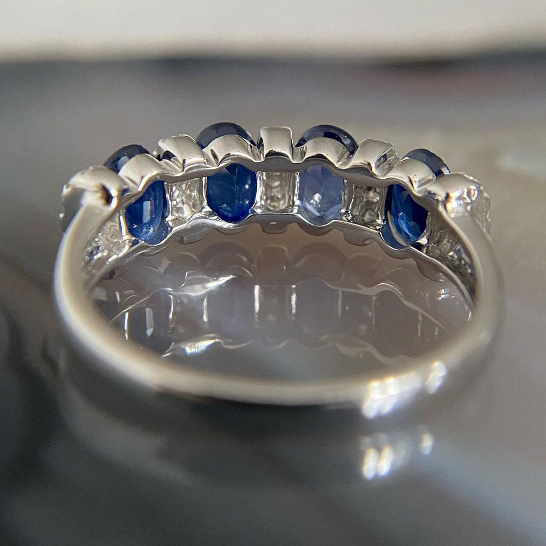 4.25ct Oval Cut Blue Sapphire Eternity Ring