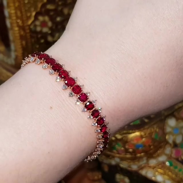 Cushion Cut Ruby Sapphire Bracelet Chain