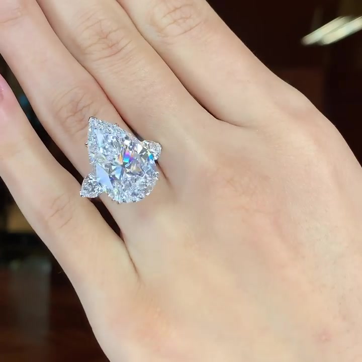 3ct Pear Cut White Sapphire Wedding Ring