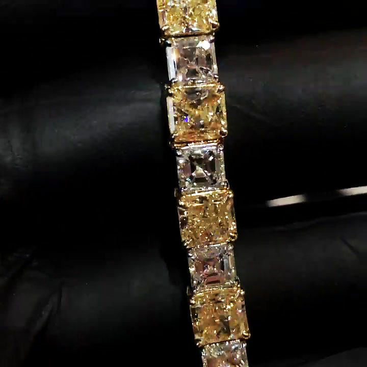 Asscher Cut Yellow Sapphire Men's Bracelet
