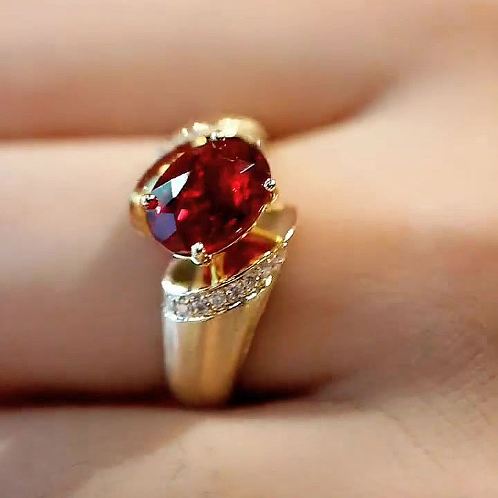 3ct Oval Cut Ruby Sapphire Engagement Ring