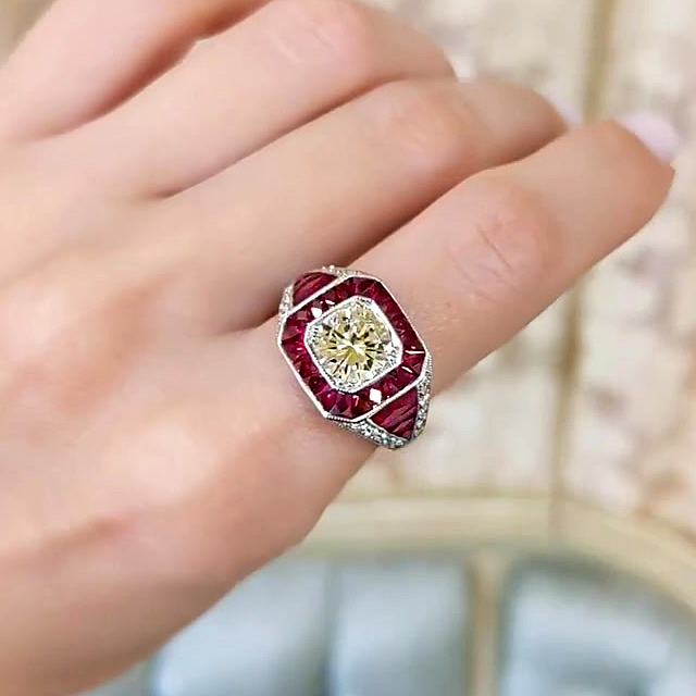 3ct Round Cut Ruby Sapphire Engagement Ring