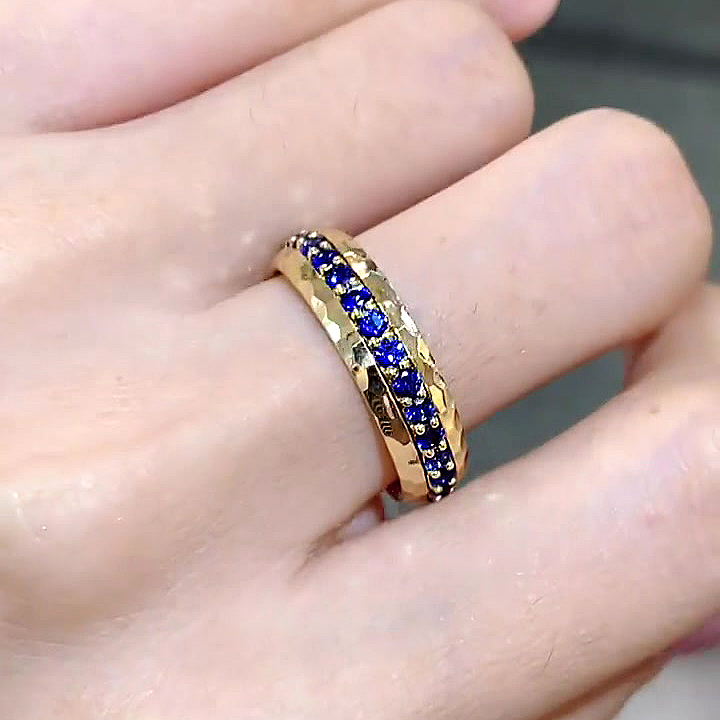 5.25ct Round Cut Blue Sapphire Eternity Ring